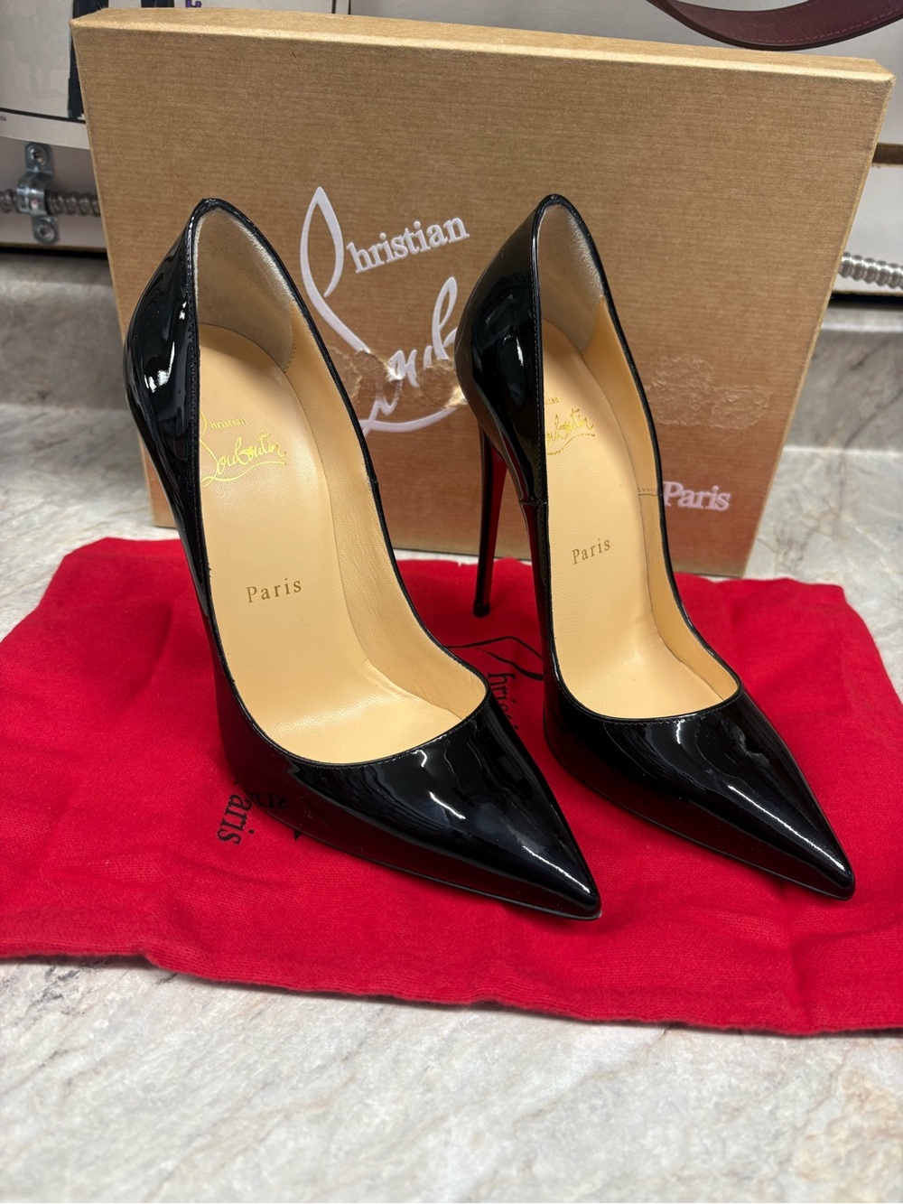 Christian Louboutin So Kate 120 Black Patent Leather Pumps Size 37